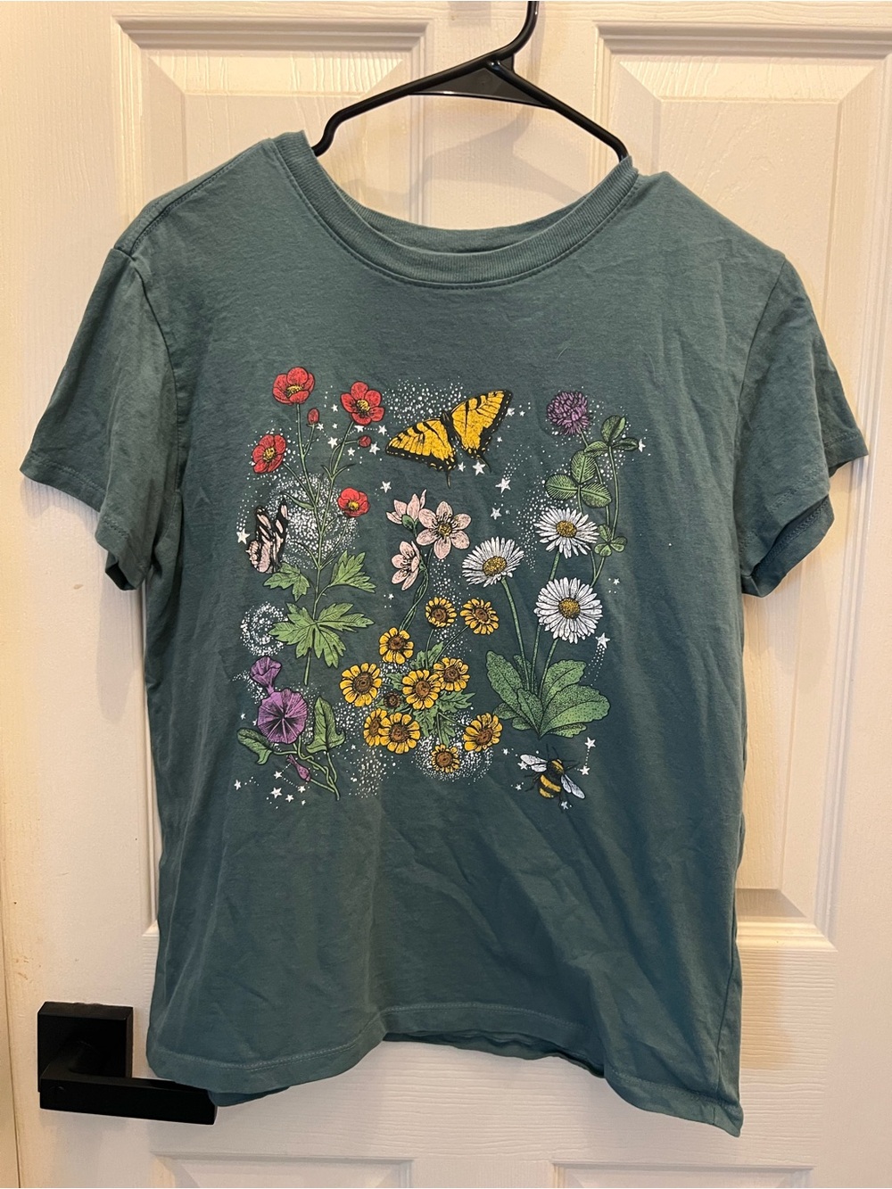 Kids Floral & Butterfly Graphic Tee - Green